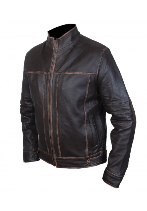 Men's Fashion Distressed Brown Jacket